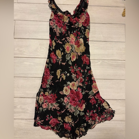 Evan Picone Black and Pink Floral Midi Dress - Picture 6 of 6